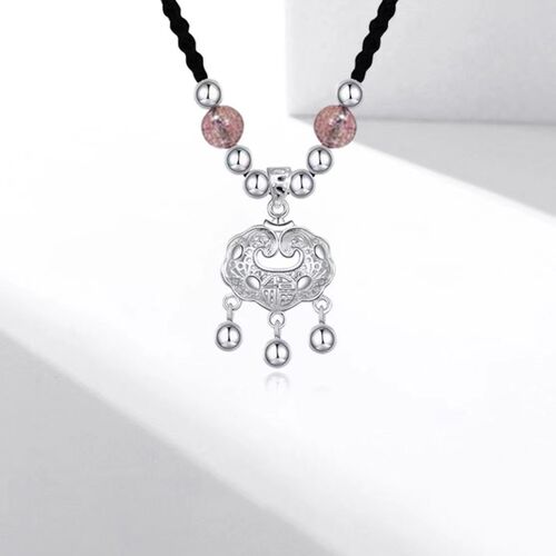  New Peace Lock Necklace Pendant Braided Rope Longevity Lock Light Luxury Sister's Birthday Gift