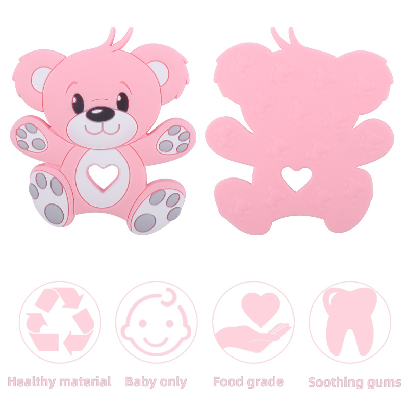 Nuevo bebé suministros dibujos animados animal oso mordedor calmante bebé creativo de silicona mordedura molar juguete