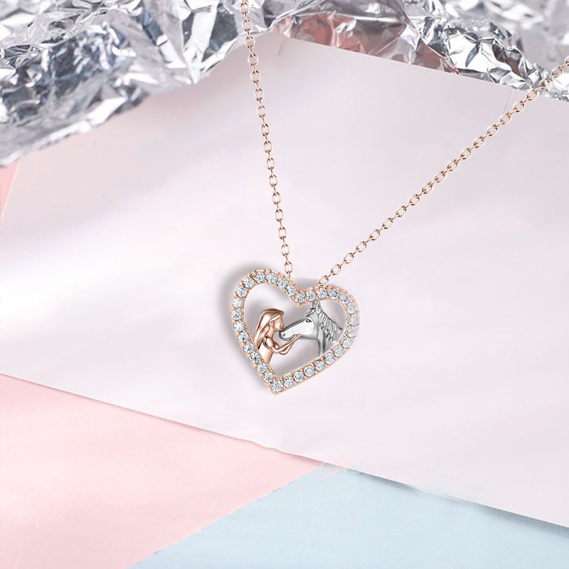 1 Piece Fashion Heart Shape Alloy Plating Rhinestones Womenu0027S Pendant Necklace