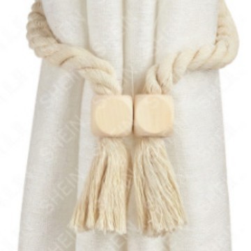 태슬 코튼 로프 둥근 큐브-오프화이트