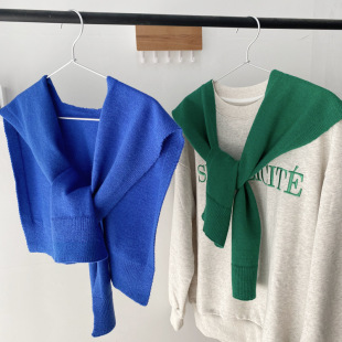 South Korea Dongdaemun Autumn and Winter New Shoulder Small Shawl Solid Color Knitted Shawl Internet Celebrity Knot Scarf Scarf
