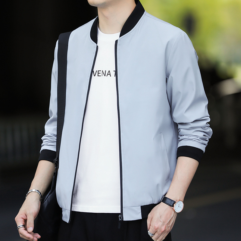 Chaqueta de traje de vuelo de la Fuerza Aérea No. 1 transfronteriza Chaqueta de hombre de cuello de soporte urbano Chaqueta de cuello de béisbol delgada Fábrica al por mayor