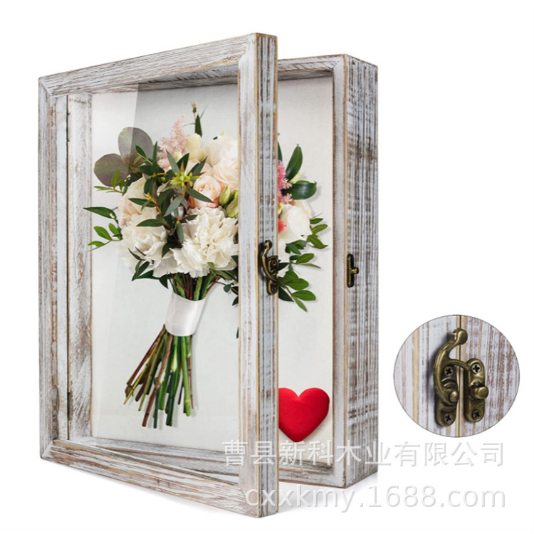 Cross-Border Shadow Box Wall-Mounted Photo Frame American Country Wall Hanging Decorative Souvenir Storage Box Shadow Box Handmade DIY
