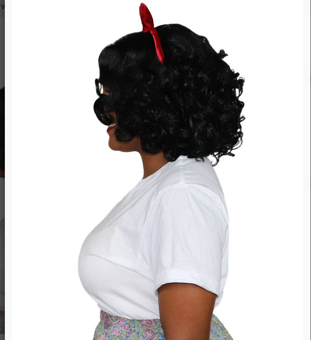 NEWLOOK pelucas de princesa femenina con arco rojo pelucas de película de televisión negra transpirable