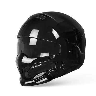 3C/Dot Certified, Can Be Equipped | Motosiklet kaskı (dəbilqə) - bright-black-black-tea-m53-54cm