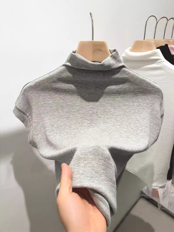 設計弾力底シャツ春秋半袖半高襟半袖底地デールモーダル修身tシャツ高襟|undefined