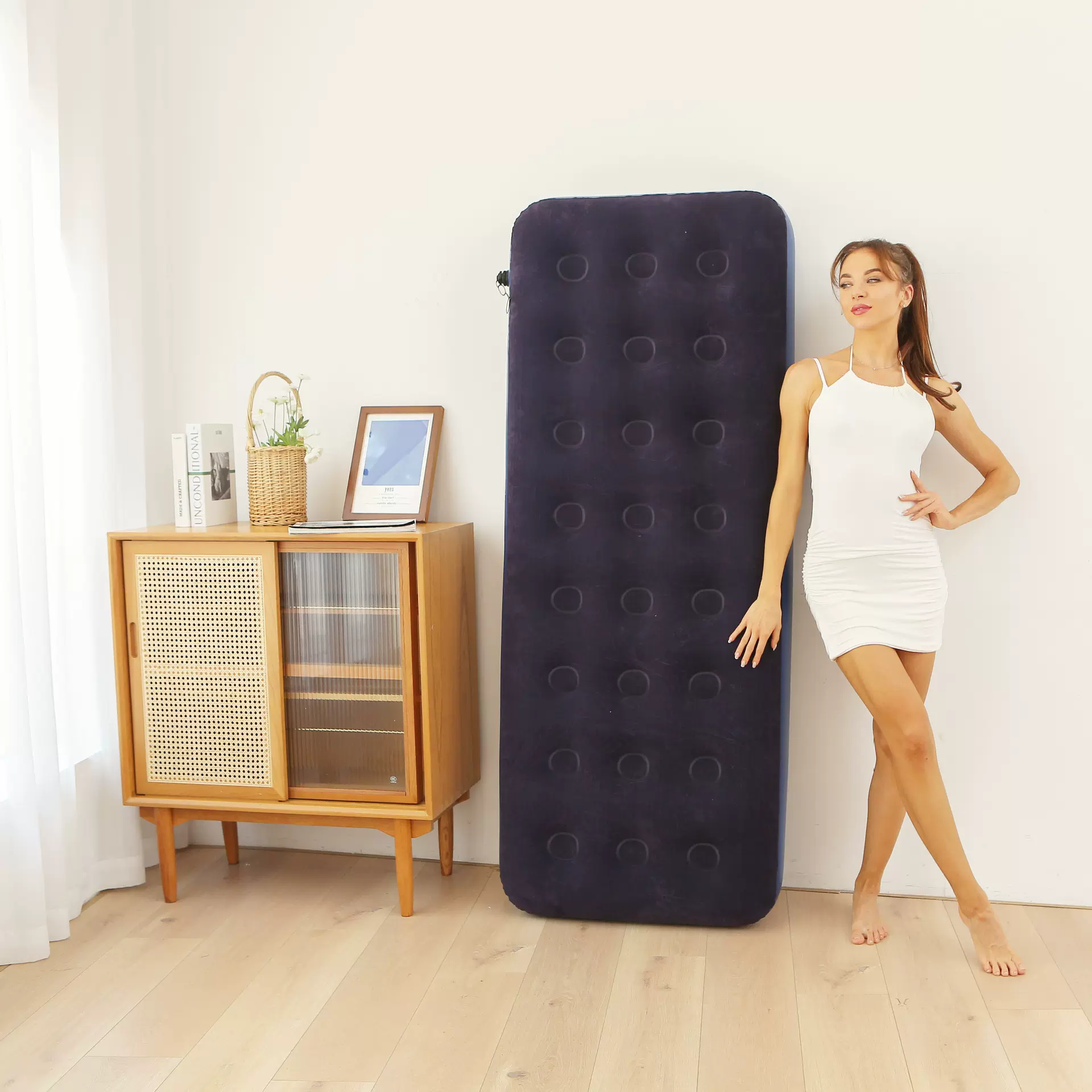 充气床垫露营pvc户外气垫床加厚可折叠植绒家用充气懒人床