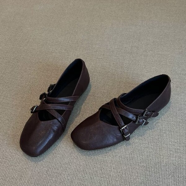 Retro ballet shoes square toe