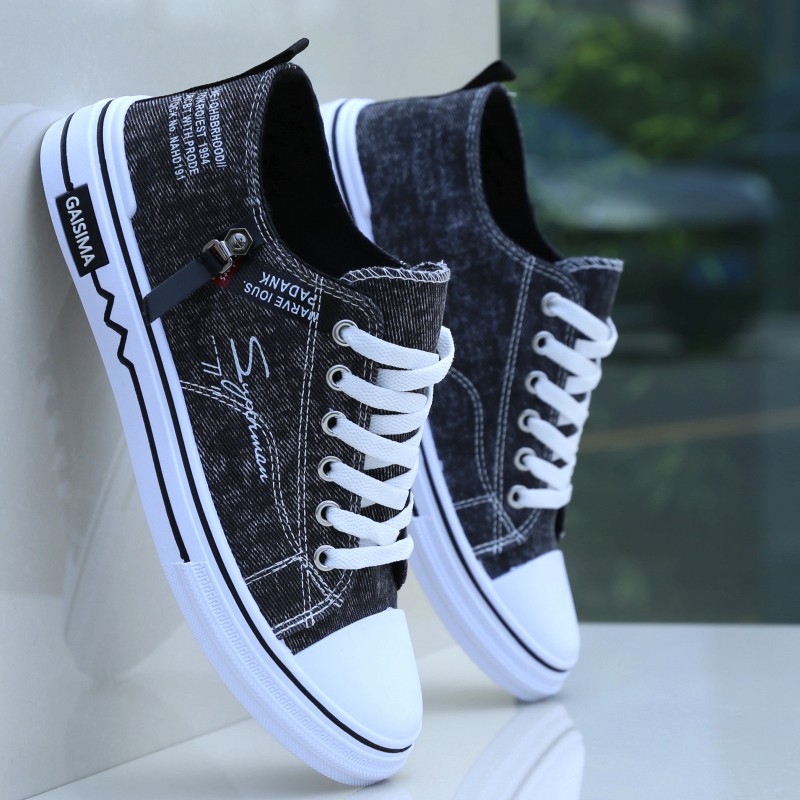 Summer Men's Shoes, Trendy Sports Sneakers, Korean Style Versatile Denim Canvas Shoes, Men's Trendy Shoes, Breathable High-End Casual Shoes
