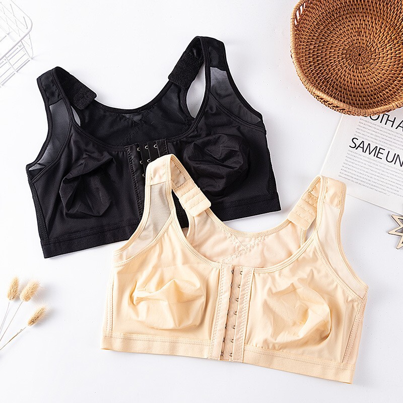 European and American Front-Button Closed Sports Bra Without Rims Vest-Style Fitness Yoga Bra Post-Surgery Adjustment Bra
