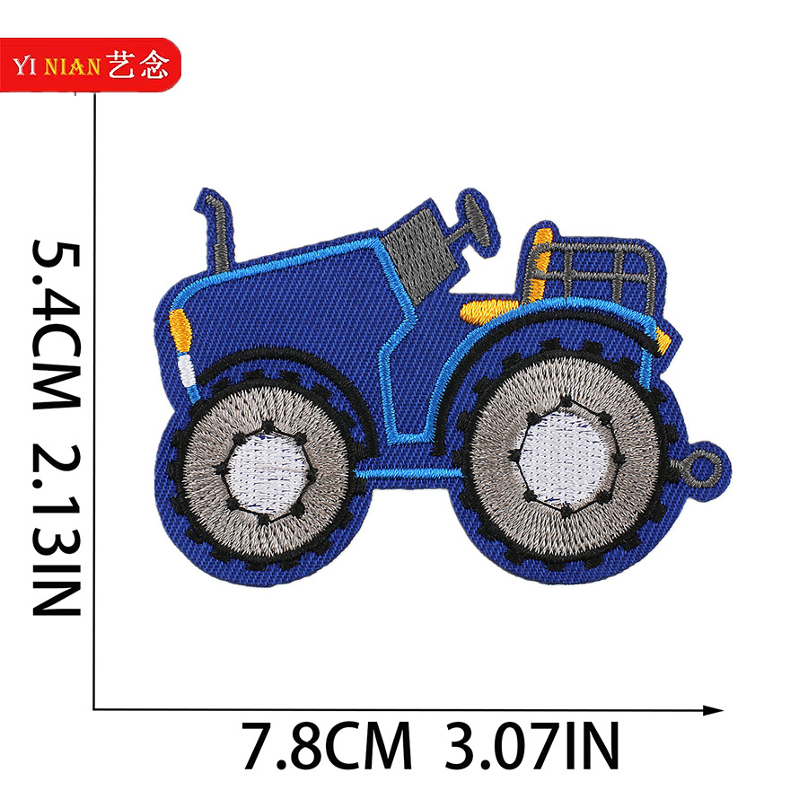 Coche de dibujos animados bordado pegatinas de tela Coche de ingeniería ropa para niños parche pegatinas bordado de computadora Zhang Zi Ropa Decoración camión de bomberos