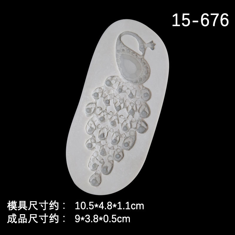 3D de dibujos animados animal fondant pastel de silicona molde DIY hornear pastel de pavo real accesorios de chocolate decorativos molde