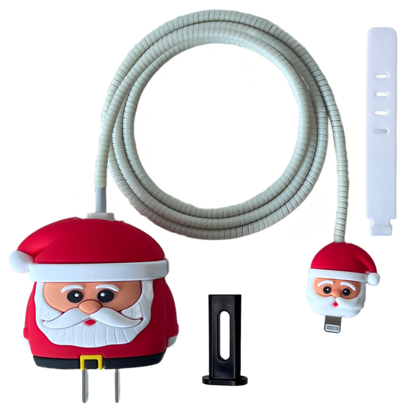 63g Weight Usb cable protection sleeve Classification Environmentally Friendly PVC Material Cartoon Pattern Cute Style Suitable For IPhone 18W/20W Data Cable Charger Protective Cover 5-piece Set 9