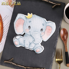 廠家新款彩色大象印花餐巾紙紙巾西餐廳烘焙坊適用面巾紙