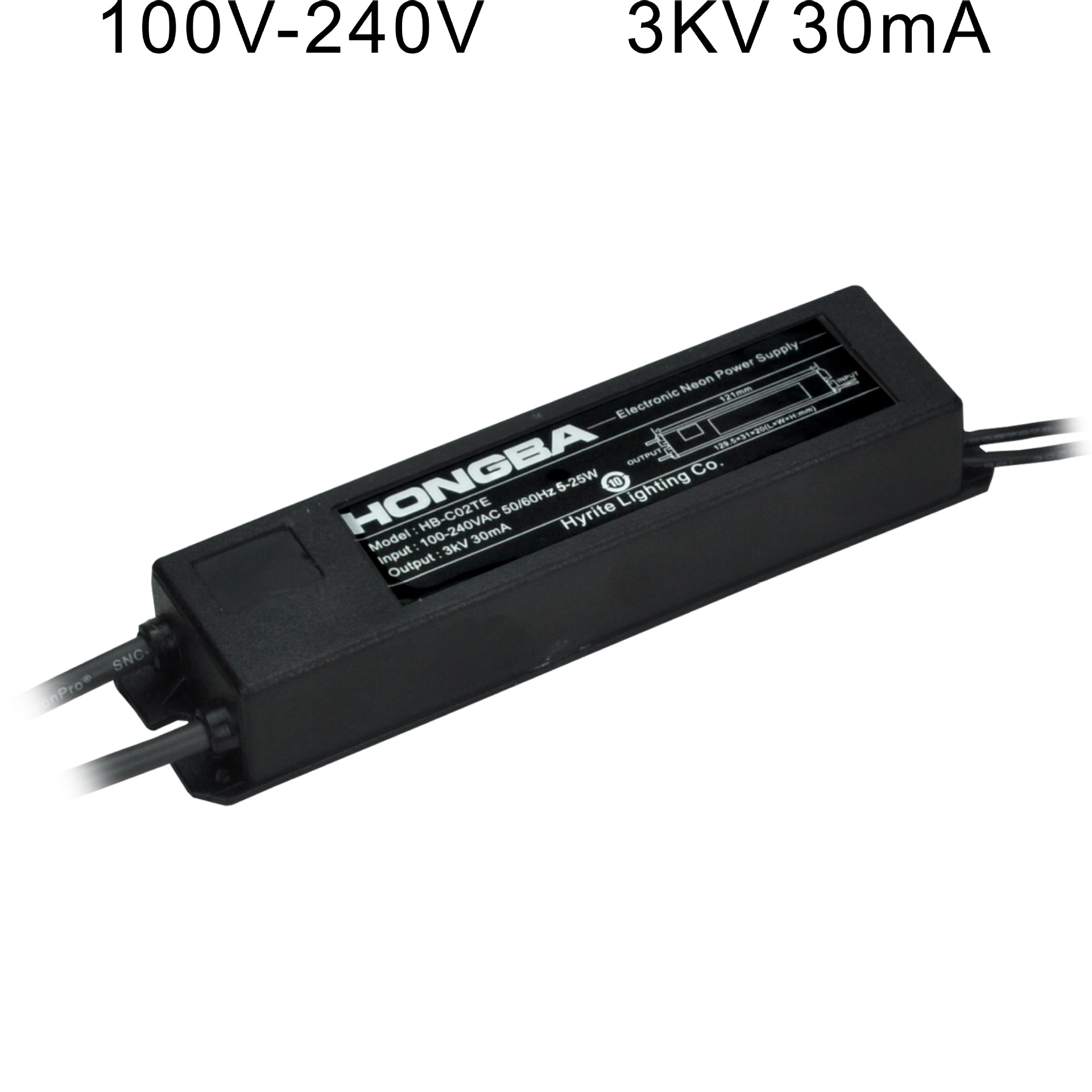 虹霸HB-C02TE电子式霓虹灯变压器高频高压镇流器电源负载3KV 30mA
