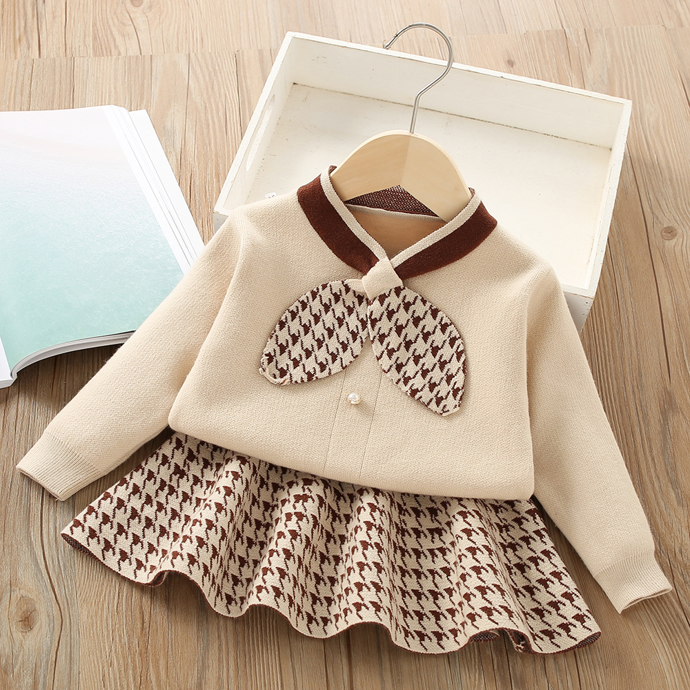 Cute Bow Knot Polyacrylonitrile Fiber Girls Clothing Sets display picture 1