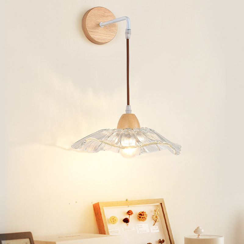 Estilo de registro comedor araña moderna minimalista estilo japonés madera bar comedor lámpara de la habitación retro hoja de loto cama lámpara de pared