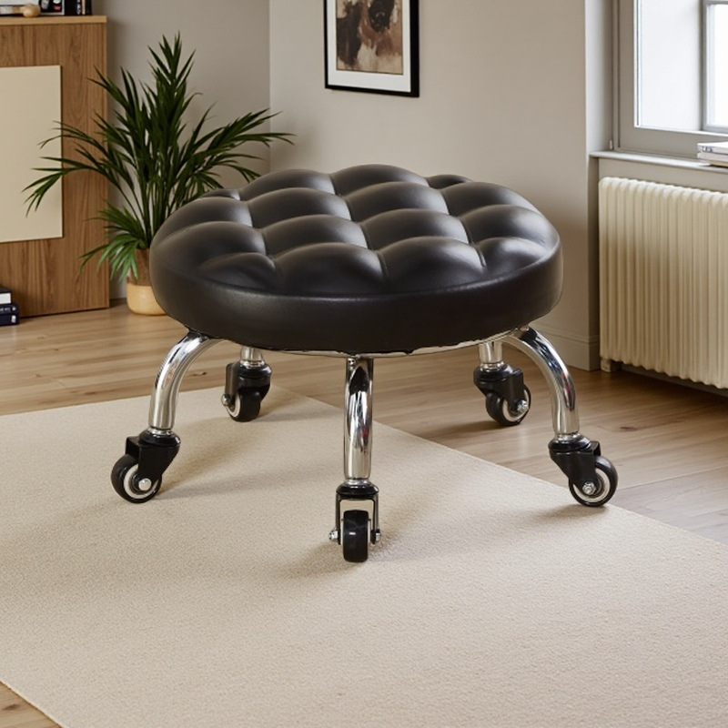 Mobile Stool with Wheels for Home Use, Convenient for Taking Care of Children, Opening Packages, Manicure, Pedicure, Round Stool, Trendy Living Room Stool with Wheels, Factory Direct