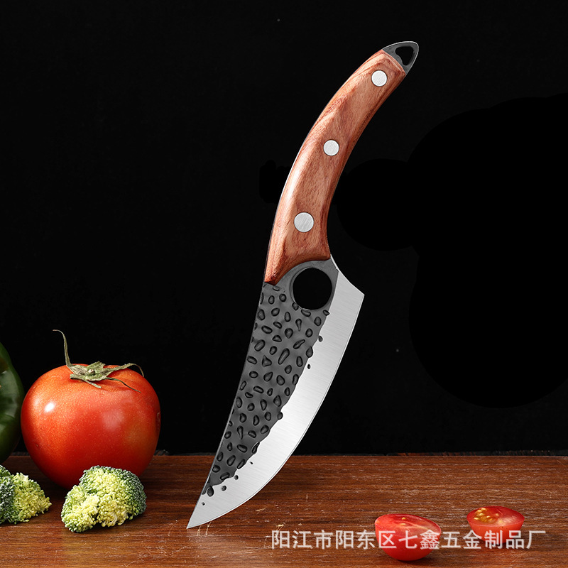 户外便携指环小弯刀 6寸屠宰剔骨专用多用刀高硬度分割刀阳江刀具