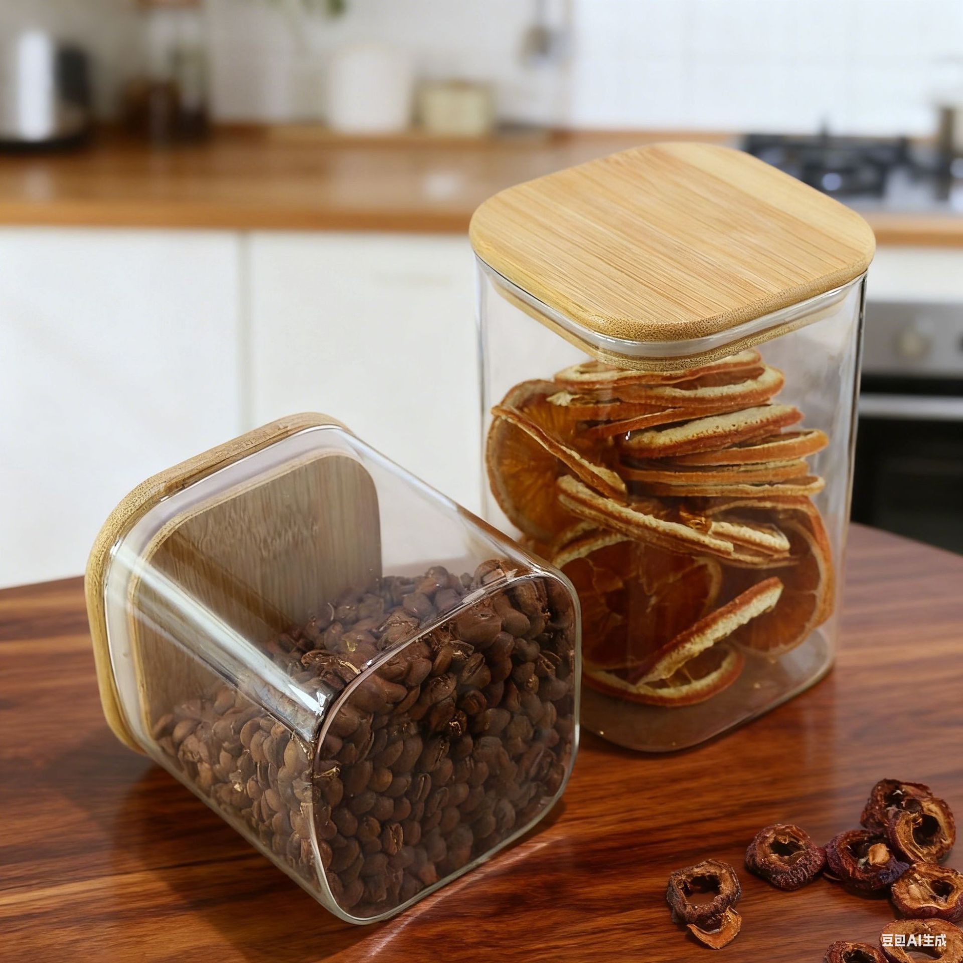 tanque de sellado de vidrio de alto borosilicato cuadrado tanque de almacenamiento de muestra de materia prima tanque de exhibición condimento doméstico tanque de sellado