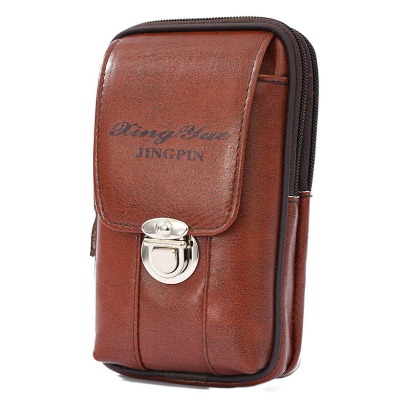 New Mobile Phone Bag Imitation Leather Men's Belt Waist Bag Horizontal and Vertical Belt Mobile Phone Case Multi-Functional Travel Waist Bag