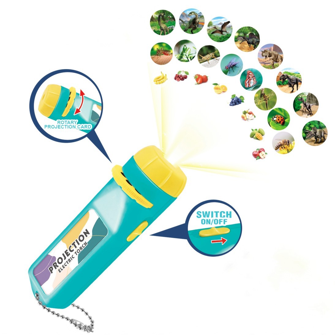 Comercio exterior Venta caliente de los niños ciencia y educación cognitiva juguete dinosaurio proyección linterna de proyección