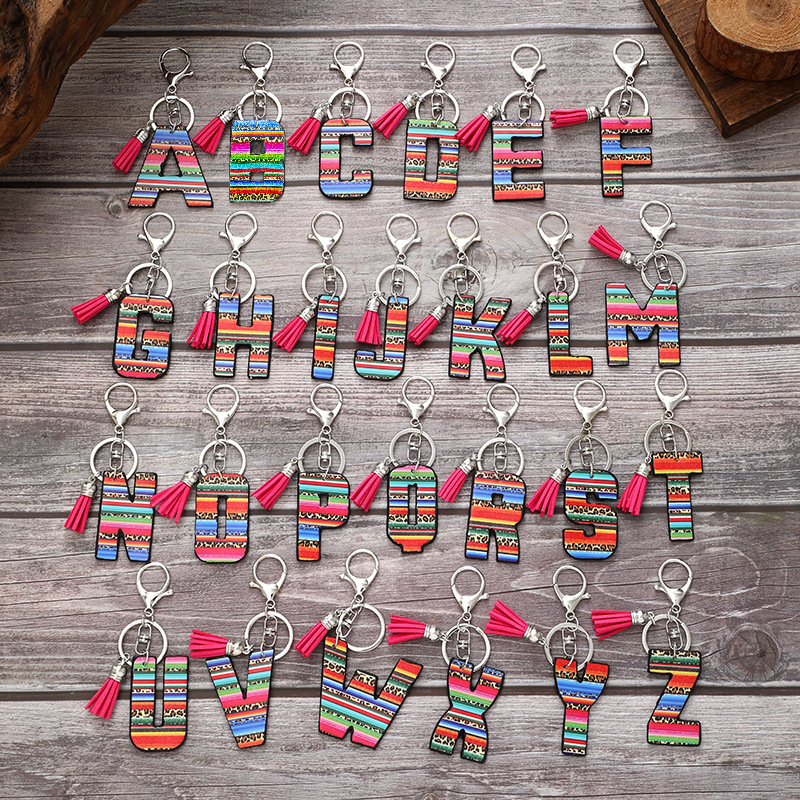 rainbow keychain with tassels with letters