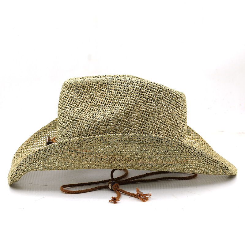 Unisex Cowboy Style Solid Color Curved Eaves Straw Hat display picture 3