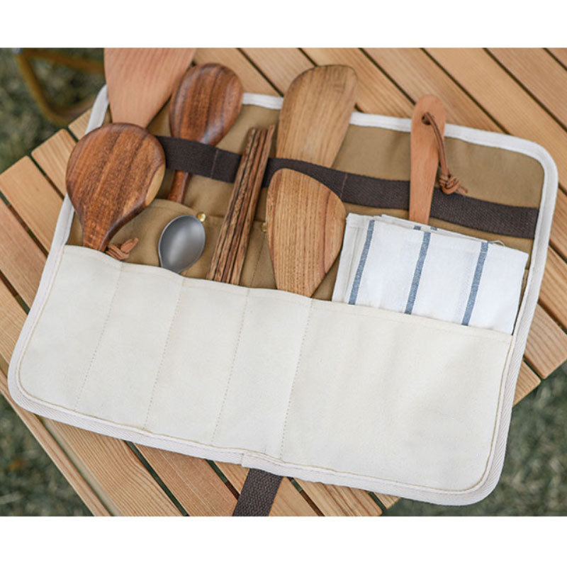 现货户外露营帆布餐具袋 筷子收纳袋 汤勺漏勺不锈钢吸管帆布袋