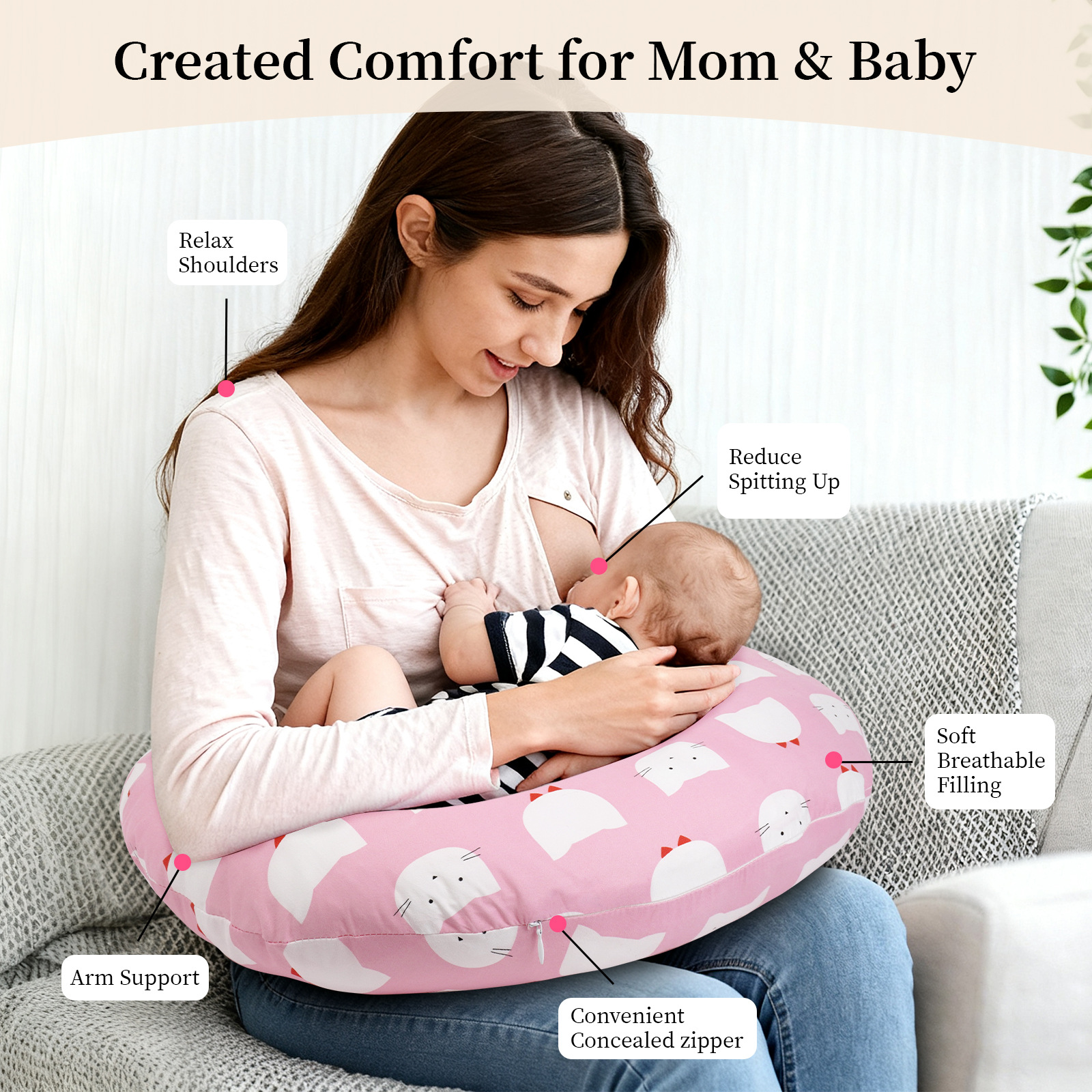 Comercio exterior transfronterizo almohada de lactancia infantil almohada elástica en forma de U almohada de lactancia almohada multifuncional almohada desmontable