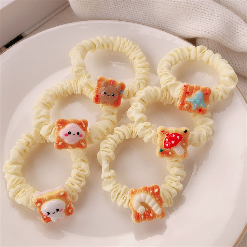Hermosas nubes amarillas leche estrellas de mar intestino delgado anillo de cabello de la niña dulce banda de goma cuerda de cabeza nueva cuerda de cabello de dibujos animados adornos para el cabello