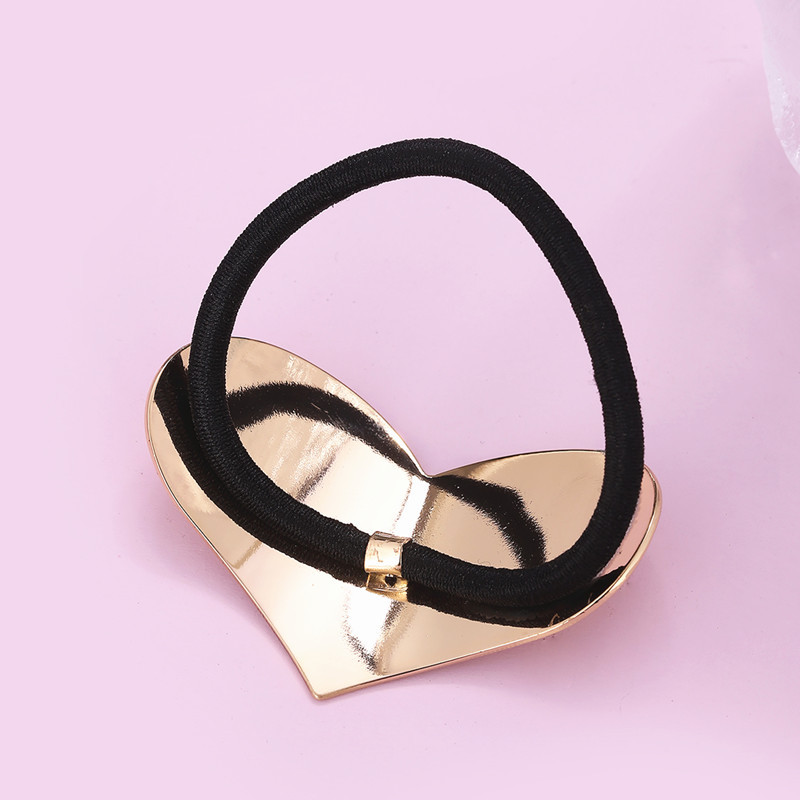 Europa y América Cola de Caballo hebilla banda de pelo lazo banda de goma amor simple aleación brillante gran melocotón corazón cabeza cuerda joyería