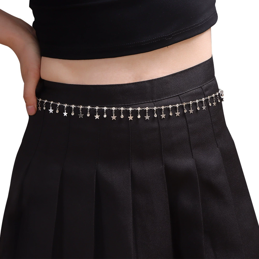 Европейские и американские трансграничные ювелирные изделия, сексуальное геометрическое пляжное бикини, простая однослойная поясная цепочка со стразами и кисточками, цепочка для тела