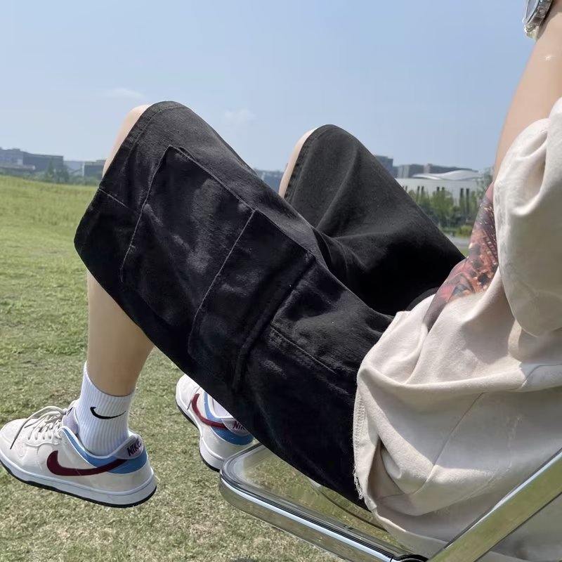 Verano hombre jeans corto coreano suelto super fuego agujero pantalones recto bf estilo de puerto pantalones de moda juvenil