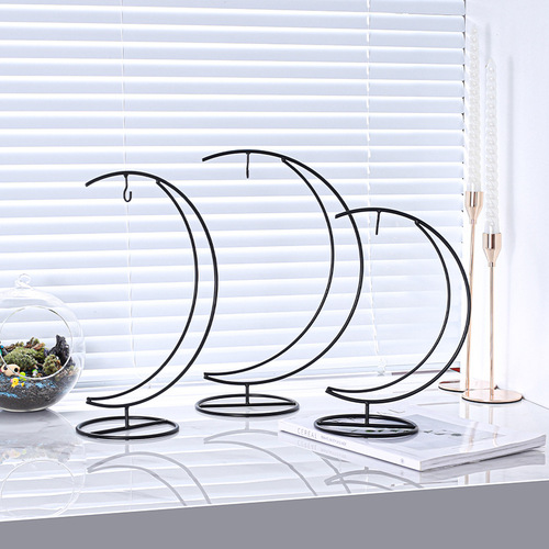 Moon-shaped micro-landscape glass bottle iron bracket, hanging bottle hook iron bracket, iron bracket cradle doll hanger