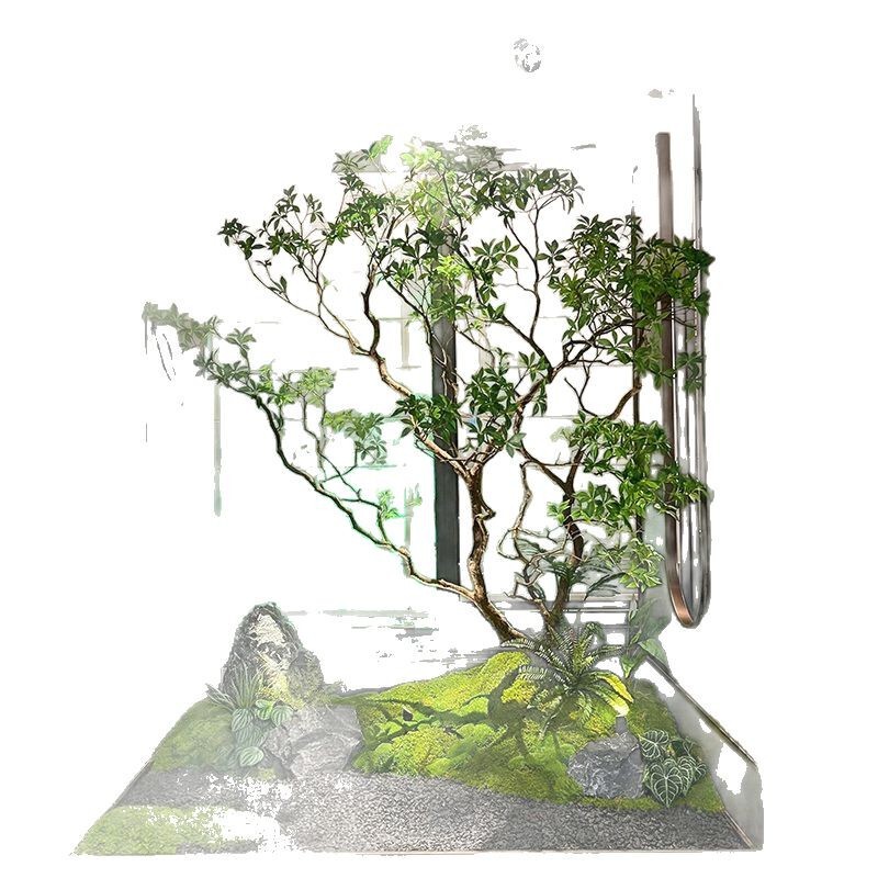 卸売馬酔った木製窓植物緑の植物造園屋内ソフト装飾シミュレーション装飾木大型人工木シンプルな風景|undefined