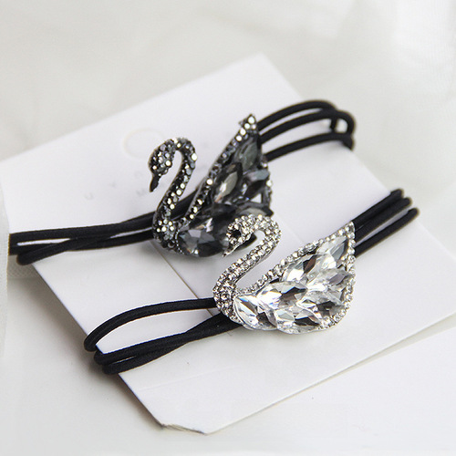 New Arrival Swan Alloy Rhinestone Hair Ties Wholesale, Korean-style Elegant Buns, Amazon-Compatible Elastic Hairbands, Cross-border Headwear
