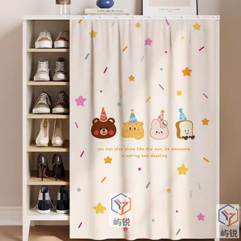 No-door shoe cabinet cover, magic tape, no-hole installation, cabinet dust cover, storage shelf, miscellaneous cabinet cover, decorative curtain No-door shoe cabinet cover, magic tape, no-hole installation, cabinet dust cover, storage shelf, miscellaneous cabinet cover, decorative curtain
