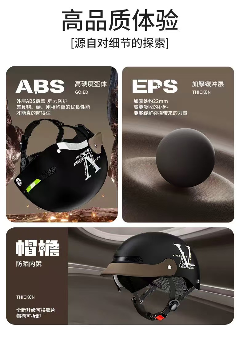 3C certified electric motorcycle helmet for women, new summer half helmet for men, anti-collision and anti-fall safety helmet, popular online model