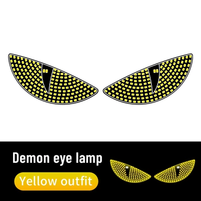 Cross-Border Hot-Selling Product: Car Dynamic Led Devil Eye Light, Wireless Rear Window Car Display Screen Expression Light (Other lights) - p1-yellow-pair