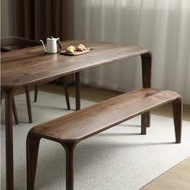 北美黑胡桃木长凳餐桌凳子换鞋凳长板凳床尾凳实木长条凳餐凳餐椅