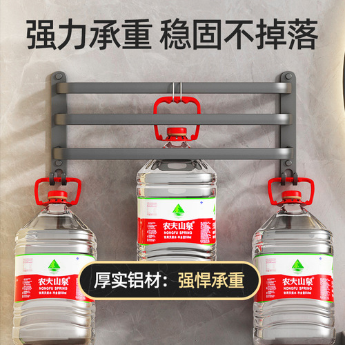 Towel bar punch-free gun ash bathroom towel storage rack bathroom hanging rod single double rod three rod wall hanging rack