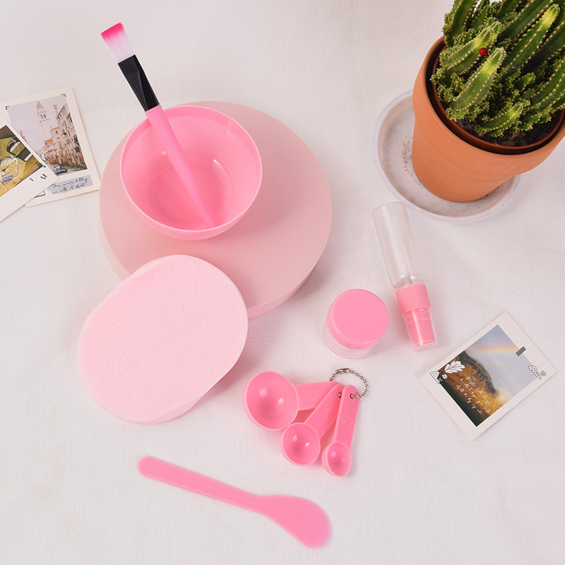 蓓姿粉色面膜碗九件套  面膜全套塗抹美容工具