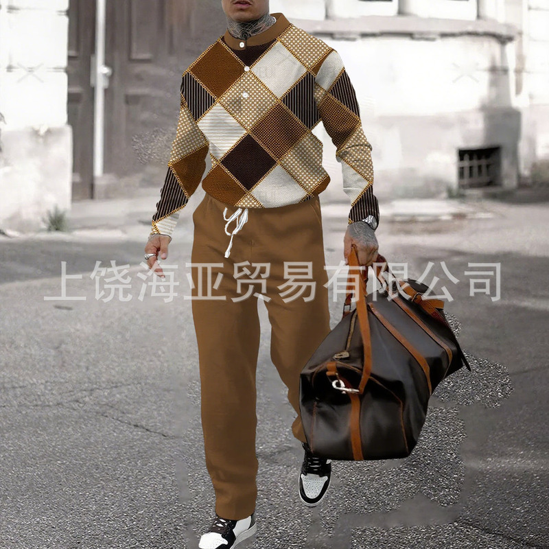 2025跨境春秋欧美外贸秋季新款热卖男装风格时尚休闲运动两件套装|undefined