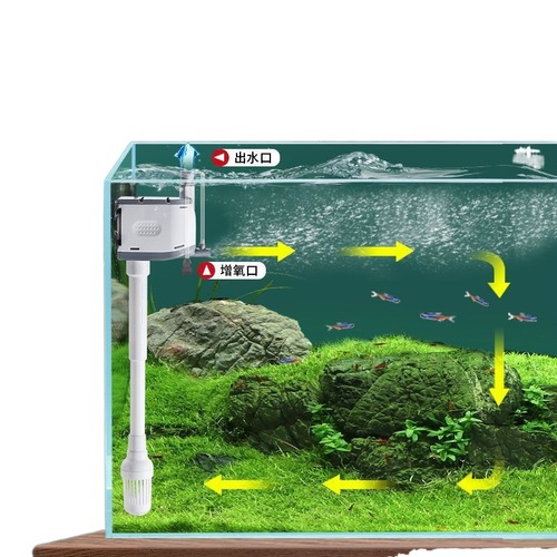 Fish tank filter circulation system three-in-one submersible pump aeration suction pump fish tank filter silent quiet