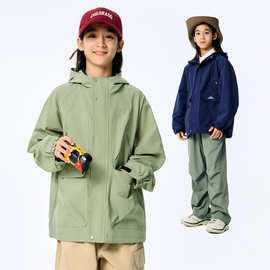 DK童装25秋装女男童山系薄款风衣冲锋衣儿童中大童休闲工装外套潮