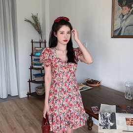 法式复古小众可甜可盐初恋裙子2025新款夏仙气超仙森系碎花连衣裙