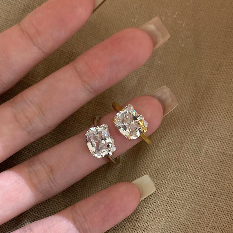 小红书爆款卡通极简凯蒂猫闪钻戒指时尚轻奢kitty蝴蝶结开口指环|undefined
