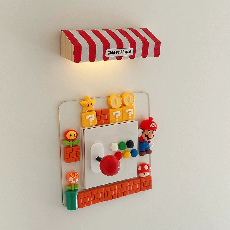Защитная крышка рычажного переключателя, простая бытовая розетка для спальни, милая креативная декоративная наклейка Марио, акриловая стерео