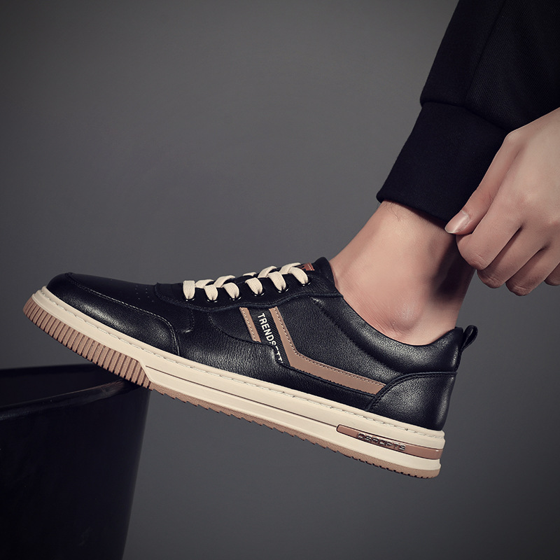 7256男鞋2023新款男士休闲皮鞋透气圆头运动板鞋